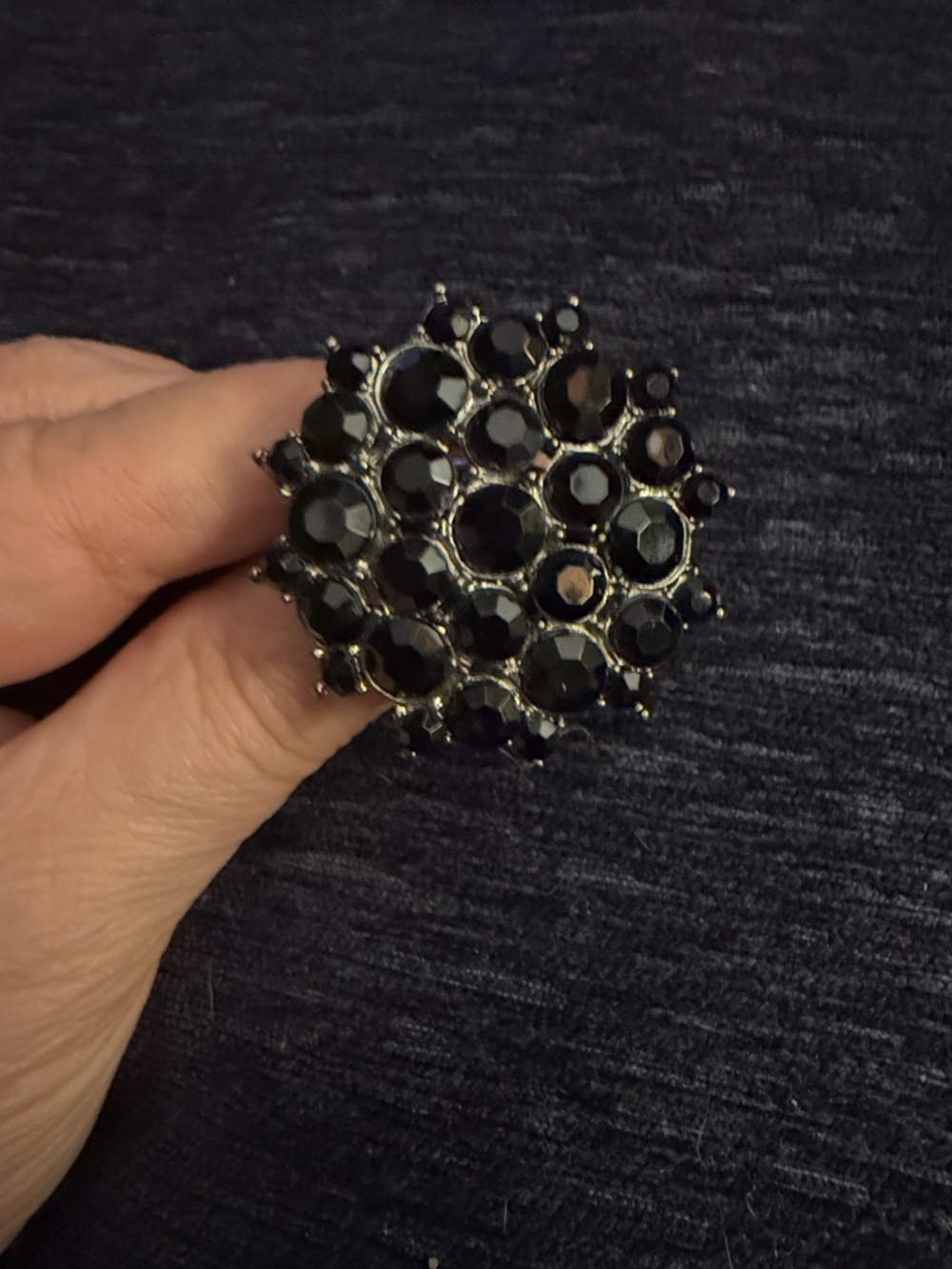 Statement Black Cluster Cocktail Ring - fits 6 to a 10